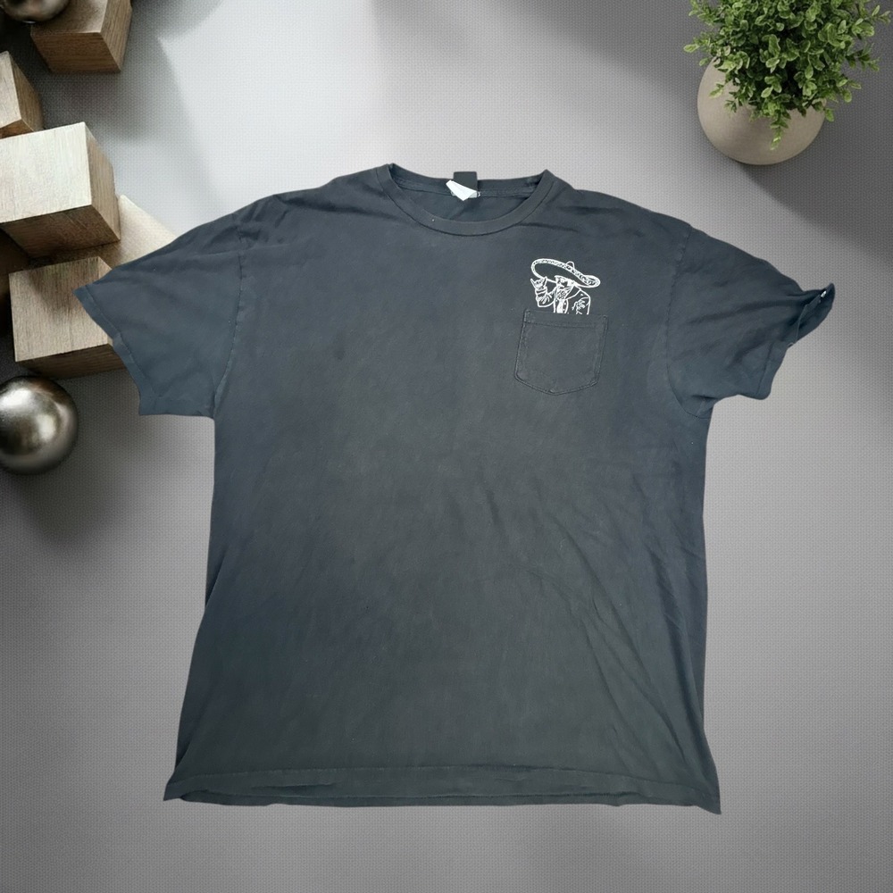 Vintage Quiksilver Pocket TShirt Faded Black Skater Sombrero Graphic Y2K Boxy XL